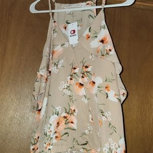 Buckle cold shoulder tank top